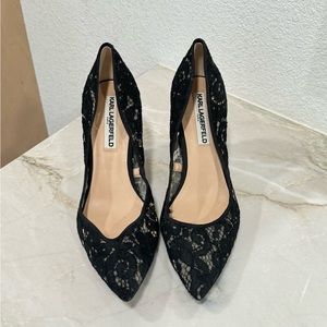 Karl Lagerfeld Black Lace Heels